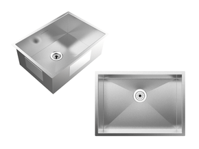 Cuba De Sobrepor Quadratta 54x39cm Em Aço Inox Escovado Com Válvula De 3.1/2