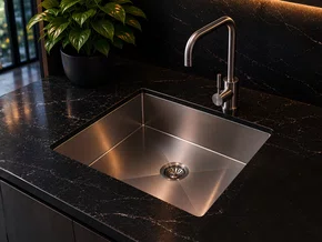 Cuba De Sobrepor Quadratta 60x40cm Em Aço Inox Escovado Com Válvula De 4.1/2