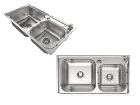 Cuba Dupla Basic 78x43cm De Embutir c Escorredor Tipo Aramado + Dispenser Dosador e Válvula De Ø4.1/2