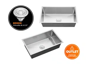 Cuba Inox 75x45cm Sobrepor Calha Úmida Essense Com Válvula (Outlet)
