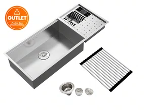 Cuba Inox Escovado 1037x44 Platino Integrato LD com Esteira e Válvula (Outlet)