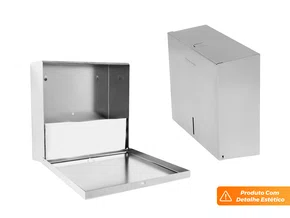Suporte Para Papel Toalha Dispenser Cai Cai Interfolhado Em Aço Inox Escovado (Outlet) Suporte Para Papel Toalha Dispenser Cai Cai Interfolhado Em Aço Inox Escovado (Outlet)