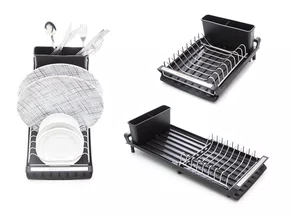 Escorredor de Louça Mini Calha Úmida Singulare 20x47x12,5cm com Porta Pratos - Porta Talheres e Extensor Multiuso