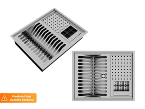 Escorredor Louça Para Embutir Na Bancada Calha Úmida Quadrada 4 Módulos Com Porta Esponja (Outlet) Escorredor Louça Para Embutir Na Bancada Calha Úmida Quadrada 4 Módulos Com Porta Esponja (Outlet)