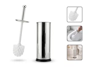 Escova Sanitária com Suporte Inox Tampa Protetora Base Antiderrapante