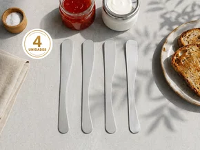 Jogo 4 Espátulas para Servir Manteiga Geleias e Patês em Aço Inox