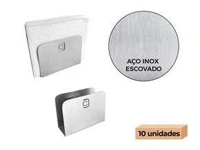 Kit 10 Porta Guardanapo Aço Inox Escovado Mesa Casa Bar Restaurante