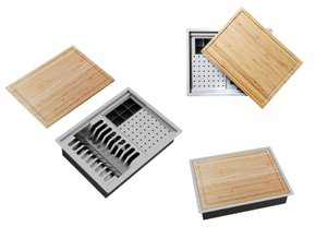 Kit Escorredor Sobrepor Calha Úmida Pratic 3 Módulos Com Tábua De Corte