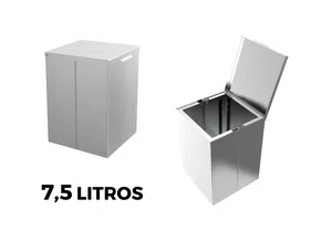 Lixeira Inox Quadratta 7,5l Calha Úmida Com Tampa Articulada Escovada