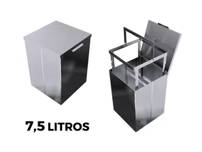 Lixeira Inox Quadratta 7,5l Calha Úmida Com Tampa Articulada Polida