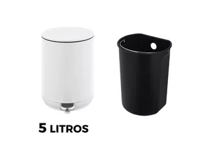 Lixeira Cozinha Escritório 5l Branca Pedal Com Amortecimento