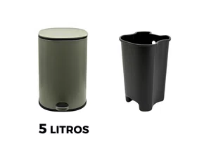 Lixeira Metal Linius Serenity 5L Cor Verde Sage e Pedal Com Amortecimento