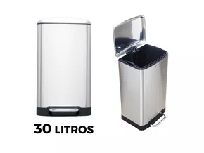 Lixeira Nobille 30L Com Pedal e Sistema de Amortecimento Para Tampa Em Aço Inox Escovado