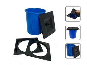 Lixeira Quadrada de Bancada Inox Preta Pia Cozinha 5L Com Balde Plástico Embutir