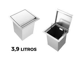 Lixeira Quadratta Kitchen 3,9L Em Aço Inox Escovado Com Tampa Articulada
