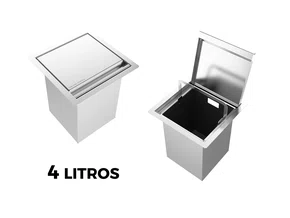 Lixeira Quadratta Kitchen 4L Em Aço Inox Escovado Com Tampa Articulada