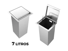Lixeira Quadratta Kitchen 7L Em Aço Inox Escovado Com Tampa Articulada