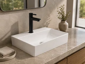 Cuba de Sobrepor para Banheiro Lavabo Cerâmica Branca 52x36cm com Furação para Torneira