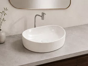 Cuba Pia Cerâmica Branca 51x39 de Apoio para Banheiro Lavabo Formato Orgânico
