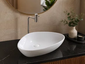 Cuba de Apoio para Banheiro Lavabo Design Oval Cerâmica Branca 59x39