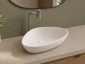 Cuba Pia de Apoio para Banheiro Lavabo  Design Oval Branco Fosco 67x44cm