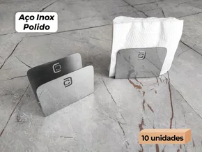 Porta Guardanapo Inox Kit 10 Atacado Bar Restaurante Brilhante