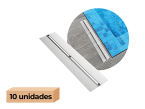 10 Ralos Grelha Linear Para Borda Piscina 50x12 Cm Em Inox