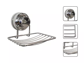 Saboneteira Inox Com Ventosa Para Banheiro Lavabo Área De Serviço