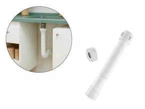 Sifão Universal Curto 61cm Ajustável Branco Para Pia Cuba e Lavatório Sifão Universal Curto 61cm Ajustável Branco Para Pia Cuba e Lavatório