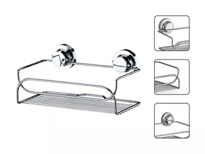 Prateleira Porta Shampoo Inox com Ventosa Dupla Para Banheiro