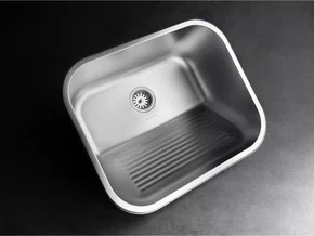 Tanque Inox Lavanderia 43x37 Monobloco Acetinado Com Válvula 3.1/2