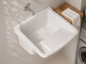 Tanque Plástico Branco 34 Litros para Lavanderia 55x47cm