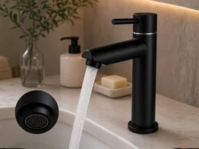 Torneira Aço Inox de Bancada Preta Para Banheiro e Lavabo Mobi DQI