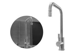 Torneira Monocomando Kitchen Pro em Aço Inox Escovado Com Bico Articulado e Arejador