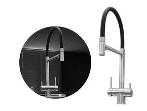 Torneira Monocomando Platino Flexível Com Bica Giratória, Arejador E Engate para Filtro
