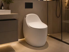 Vaso Sanitário Monobloco Branco Com Caixa Acoplada Formato Oval