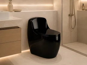 Vaso Sanitário Monobloco com Caixa Acoplada em Cerâmica Preto Soft Close