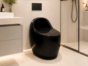 Vaso Sanitário Monobloco Preto Com Caixa Acoplada Formato Oval
