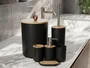 Kit Banheiro 6 Peças Elegance Preto com Detalhes em Bambu