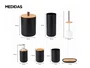 Kit Banheiro 6 Peças Elegance Preto com Detalhes em Bambu