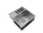 Cuba De Sobrepor Quadratta 54x58cm Em Aço Inox Escovado c Kit Escorredor 3 Módulos Integrado e Válvula De Ø4.1/2"
