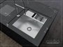 Cuba De Sobrepor Quadratta 54x58cm Em Aço Inox Escovado c Kit Escorredor 3 Módulos Integrado e Válvula De Ø4.1/2"