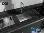 Cuba De Embutir Quadratta DQI 40x35x15 Em Aço Inox Escovado Com Válvula De 3.1/2