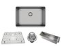 Cuba De Embutir Quadratta 60x40cm Em Aço Inox Escovado c Escorredor + Grade Aramada e Válvula De Ø4.1/2"
