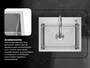 Cuba De Sobrepor Essence 50x40cm Em Aço Inox Escovado Com Escorredor Extensível E Válvula De 4.1/2