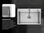 Cuba De Sobrepor Essence 60x40cm Em Aço Inox Escovado Com Escorredor Extensível, Dispenser Dosador E Válvula De 4.1/2