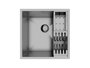 Cuba De Sobrepor Quadratta 40x40cm Em Aço Inox Escovado c Cesto Escorredor Mini 3 Módulos 42,3x12cm e Válvula De Ø3.1/2"