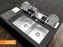 Cuba Dupla De Embutir Quadratta 80x40cm Em Aço Inox Escovado Com Válvula De 4.1/2 (Outlet)