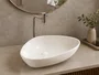 Cuba Pia de Apoio para Banheiro Lavabo Design Oval Cerâmica Branca 67x44