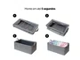 Kit 05 Cestos Organizadores De Tecido Cinza Dobrável Para Closet E Armário Lavável Multiuso